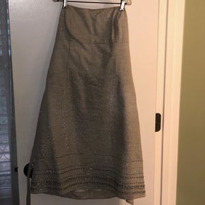 Linen beaded strapless dress
